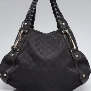 Authentic GUCCI Pelham Shoulder Bag Leather GG